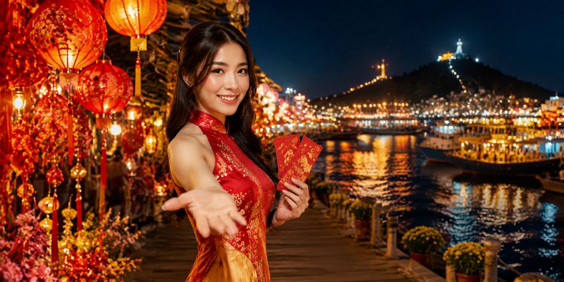 Người chơi nhận phong bì đỏ thưởng tại chợ đêm Vũng Tàu qua điện thoại